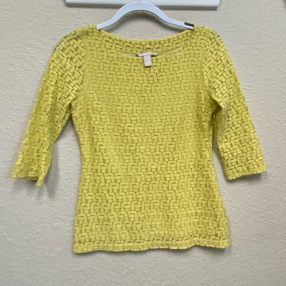 BANANA REPUBLIC YELLOW LACE TOP SZ 0